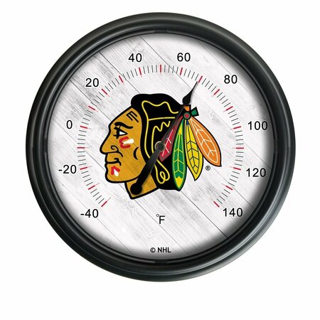 HOLLAND BAR STOOL CO Chicago Blackhawks Indoor/Outdoor LED Thermometer ODThrm14BK-08ChiHwk